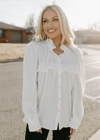 ayla  ruffle top - white