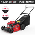 21" 2-in-1 Push Lawn Mower, 144cc Engine,Mulching, Bagging, High Wheels, Lightweight and Easy Assembly,6 Cutting Height, Lightweight,for Garden Yard