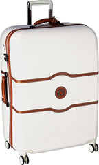 Chatelet Hardside Luggage with Spinner Wheels, Champagne White, Checked-Large 28 Inch, with Brake