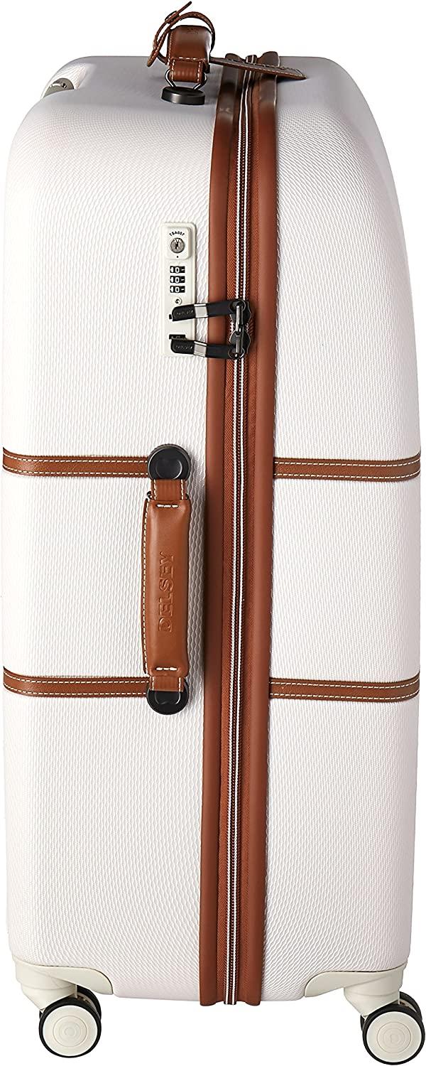Chatelet Hardside Luggage with Spinner Wheels, Champagne White, Checked-Large 28 Inch, with Brake
