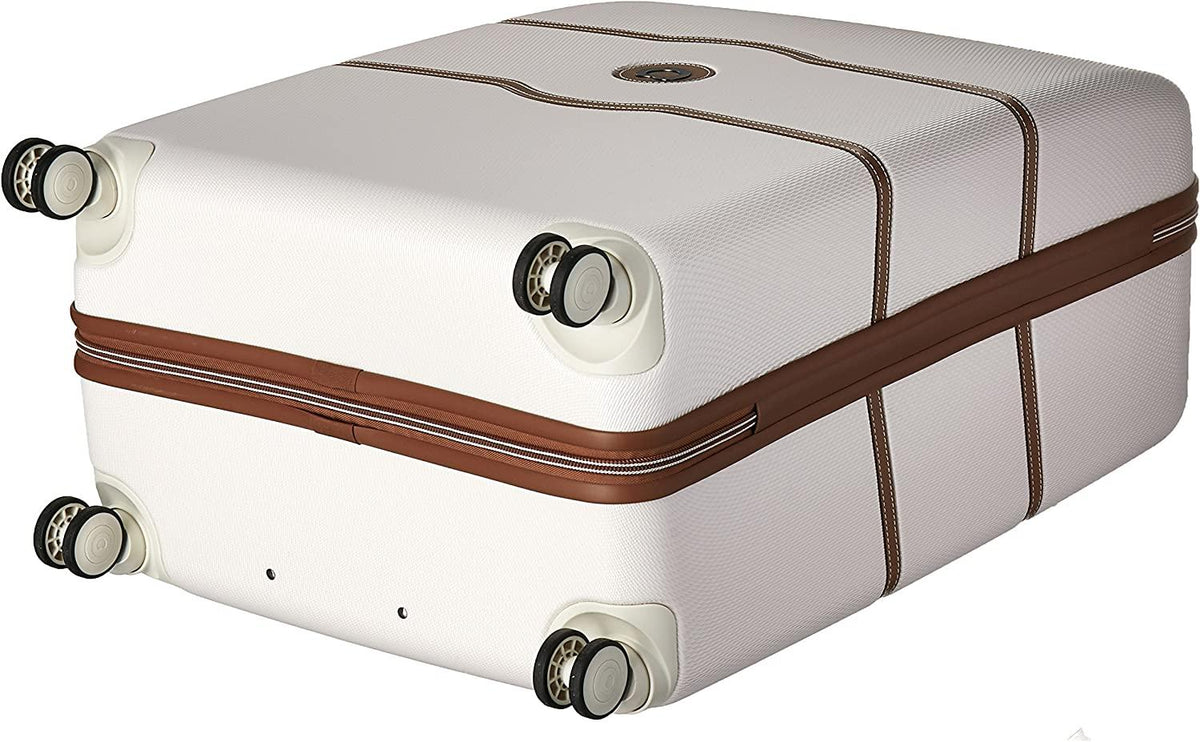 Chatelet Hardside Luggage with Spinner Wheels, Champagne White, Checked-Large 28 Inch, with Brake