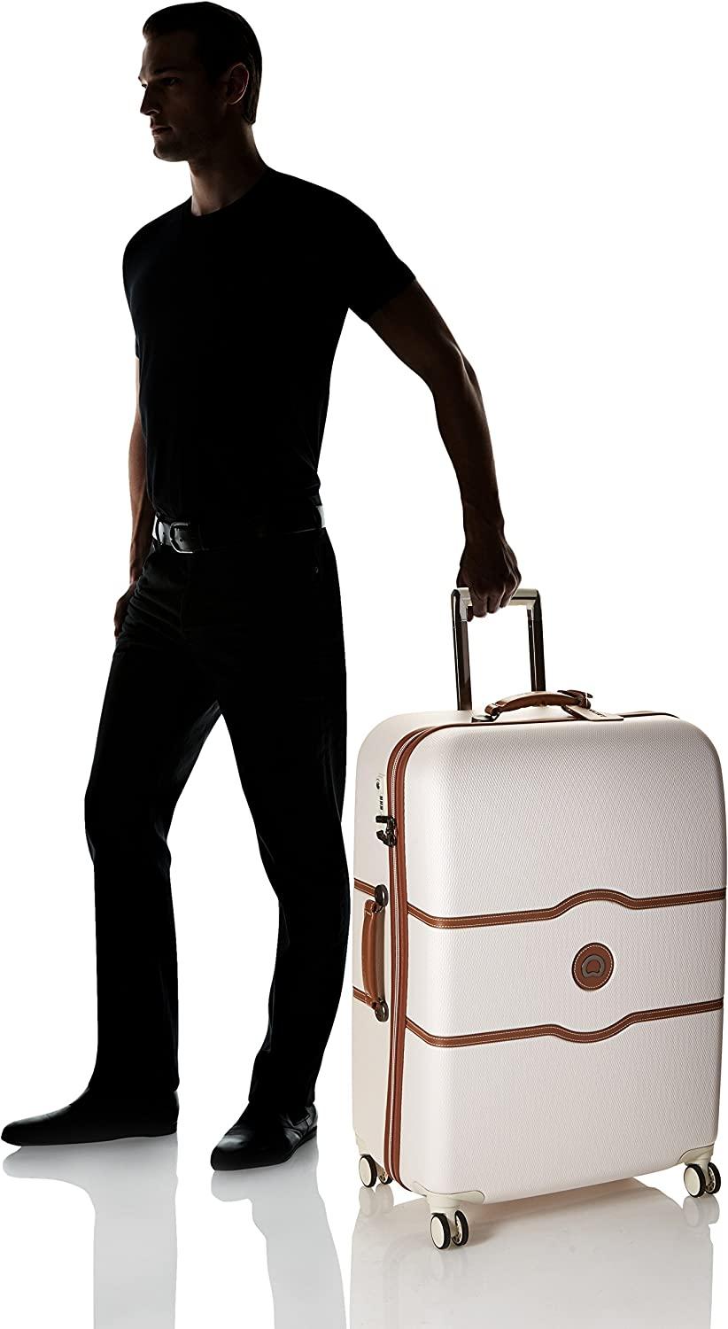 Chatelet Hardside Luggage with Spinner Wheels, Champagne White, Checked-Large 28 Inch, with Brake