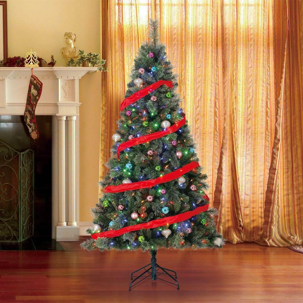 Home Herita7' Cascade Cashmere  Set Artificial Pre-Lit Christmas Tree