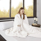 Gracie MIlls Heated Microlight to Berber Elect Electric Blanket with Two 20 Heat Level Setting Controllers, King: 90x100, Ivory -BR54-0653