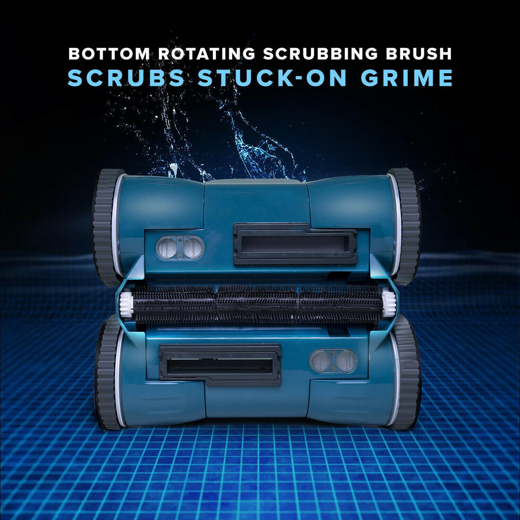 aquabot x2 robotic pool cleaner w/ scrubbing brush, dual filter, &amp; 2 yr warranty