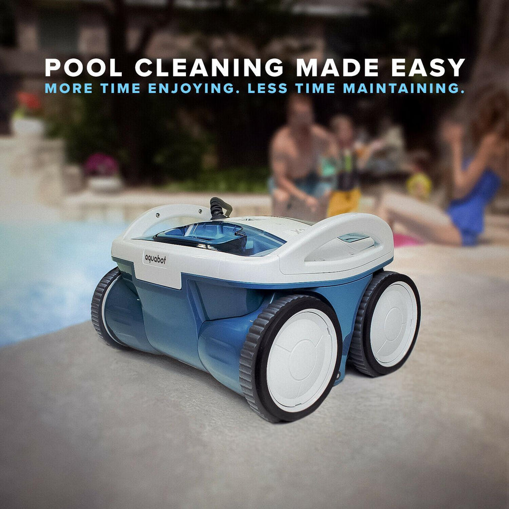 aquabot x2 robotic pool cleaner w/ scrubbing brush, dual filter, &amp; 2 yr warranty
