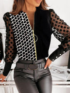 Fashion Color Block Zipper Shirt
