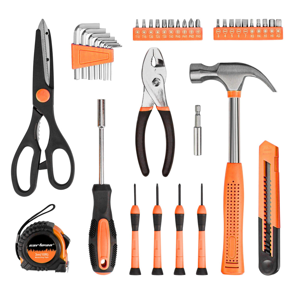 39-Piece Household Tool Set, OranHand Kit With StoraCase | Complete assortment for home repairs, DIY projects, furniture setup, crafting, and daily household fixes in toolbox.