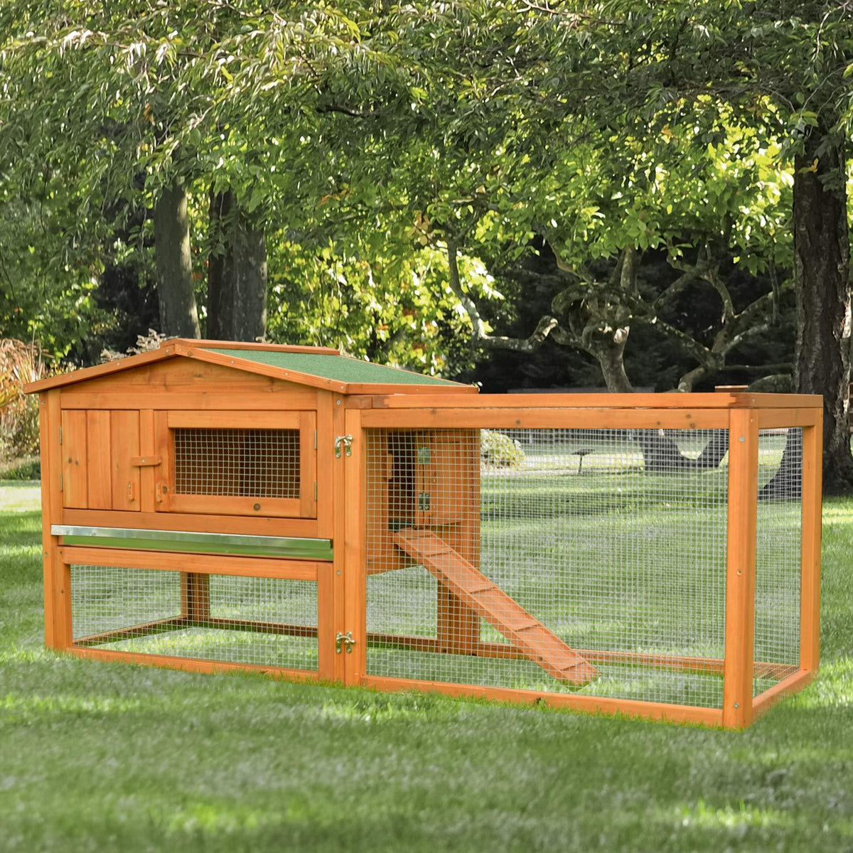 PawHut 62" Outdoor Guinea Pig Pet House/Rabbit Hutch Habitat with Run