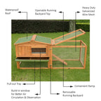 PawHut 62" Outdoor Guinea Pig Pet House/Rabbit Hutch Habitat with Run