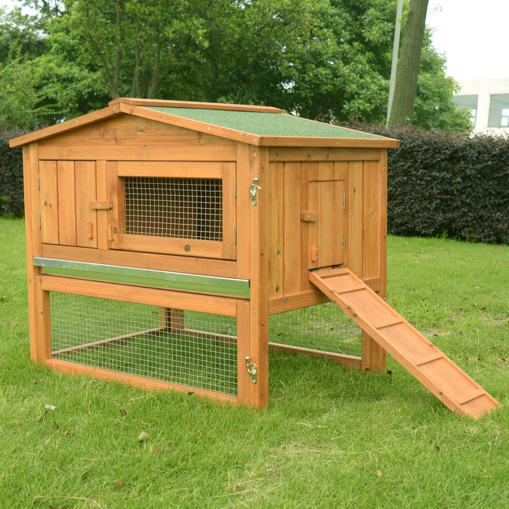 PawHut 62" Outdoor Guinea Pig Pet House/Rabbit Hutch Habitat with Run