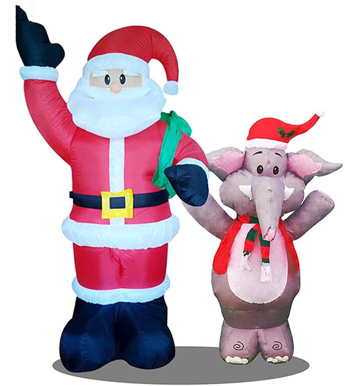 Taek-cheon 2M Christmas Inflatable Decoration Santa Claus and Elephant Garden Stand Decoration Yard Holiday Party Xmas (Size : M(3M))