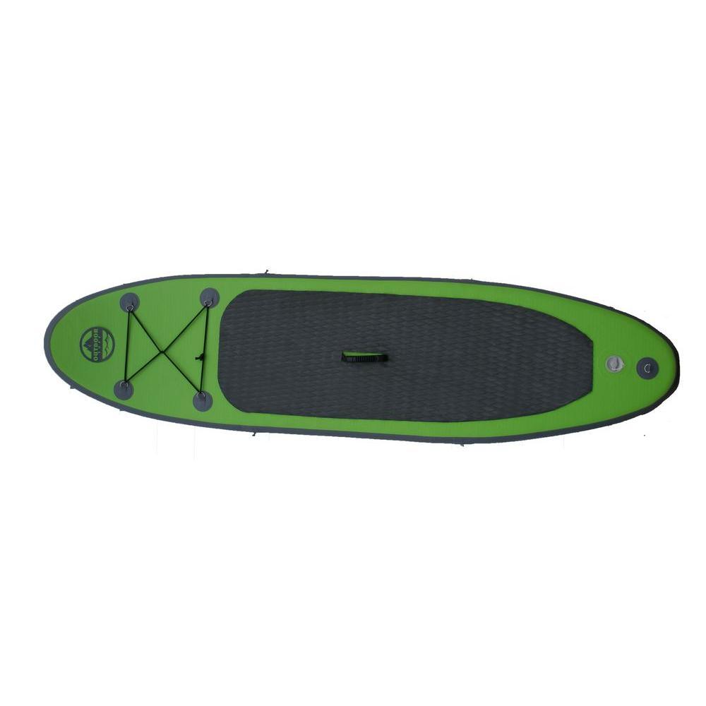 8 ft. Green PVC SUP Inflatable Backpack Paddle Board with Adjustable Paddle