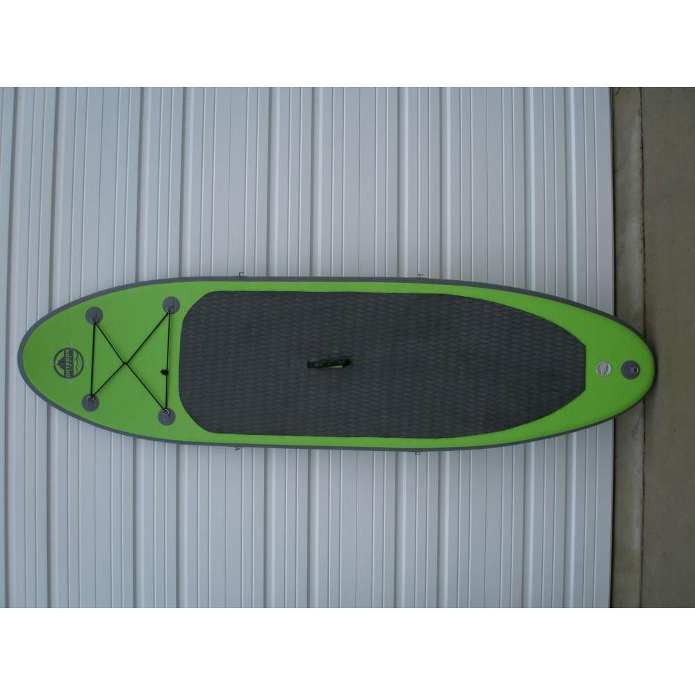 8 ft. Green PVC SUP Inflatable Backpack Paddle Board with Adjustable Paddle