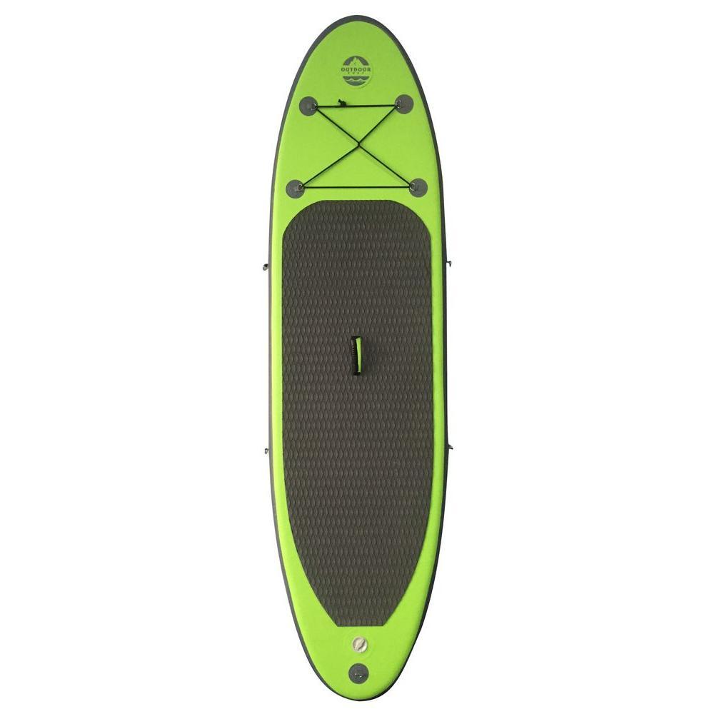 8 ft. Green PVC SUP Inflatable Backpack Paddle Board with Adjustable Paddle
