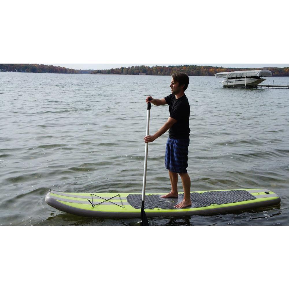 8 ft. Green PVC SUP Inflatable Backpack Paddle Board with Adjustable Paddle