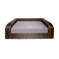 Iconic Pet Rattan/Wicker Pet Sofa Bed - Sofa Made of Woven Palm Stems of Rattan with Metal Frame, Indoor/Outdoor Sofa and Water Resistant Cushion Cover, Elegant Pet Bed for Dogs/Cats up to 50 lbs