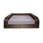 Iconic Pet Rattan/Wicker Pet Sofa Bed - Sofa Made of Woven Palm Stems of Rattan with Metal Frame, Indoor/Outdoor Sofa and Water Resistant Cushion Cover, Elegant Pet Bed for Dogs/Cats up to 50 lbs