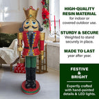 48 in. Red Resin Christmas Nutcracker King with Crown and Scepter with LED Lights