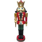 48 in. Red Resin Christmas Nutcracker King with Crown and Scepter with LED Lights