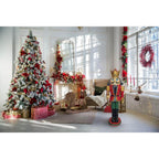 48 in. Red Resin Christmas Nutcracker King with Crown and Scepter with LED Lights