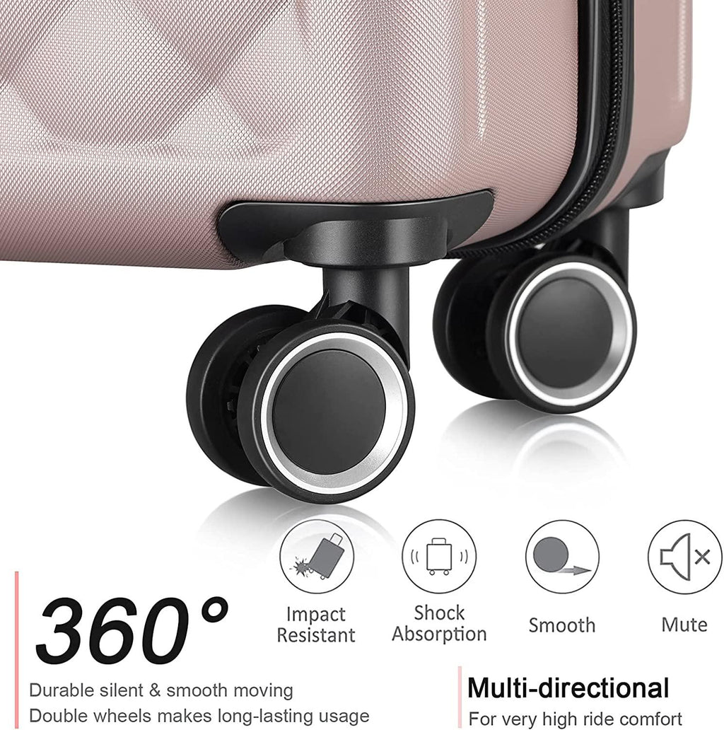 Luggage Sets with TSA Approved, Lightweight Hard Shell Travel Large Rolling Checked Suitcases with Spinner Wheels (20/24/28), Rosegold