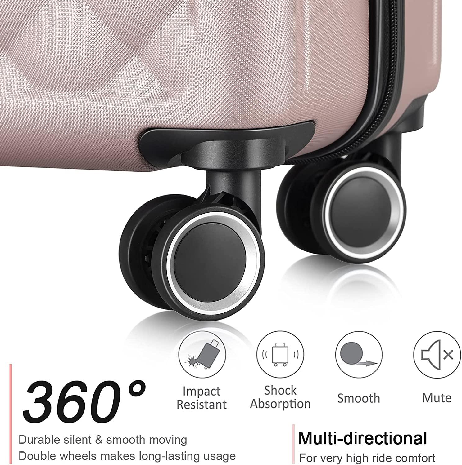 Luggage Sets with TSA Approved, Lightweight Hard Shell Travel Large Rolling Checked Suitcases with Spinner Wheels (20/24/28), Rosegold