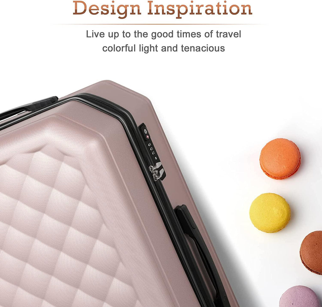 Luggage Sets with TSA Approved, Lightweight Hard Shell Travel Large Rolling Checked Suitcases with Spinner Wheels (20/24/28), Rosegold