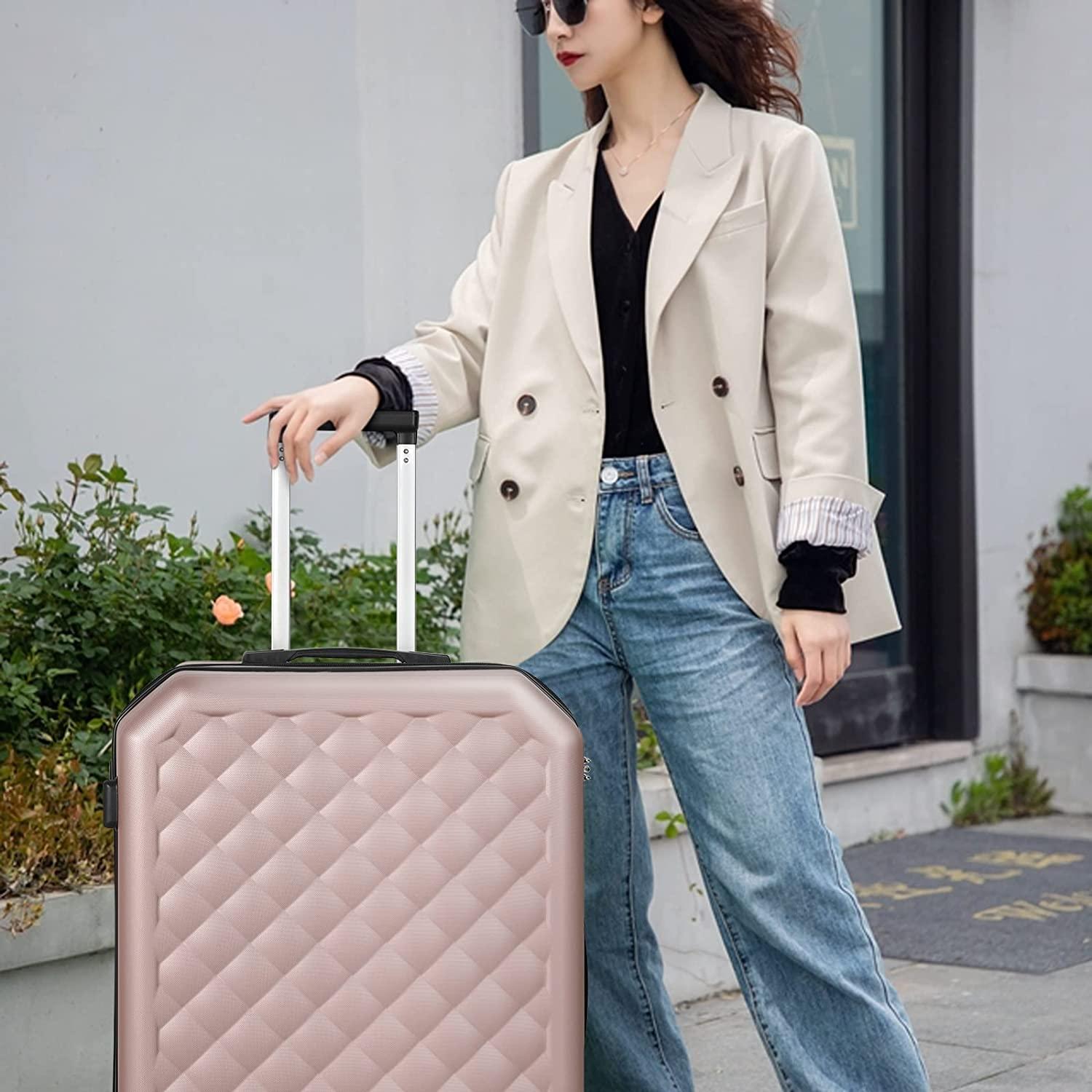 Luggage Sets with TSA Approved, Lightweight Hard Shell Travel Large Rolling Checked Suitcases with Spinner Wheels (20/24/28), Rosegold