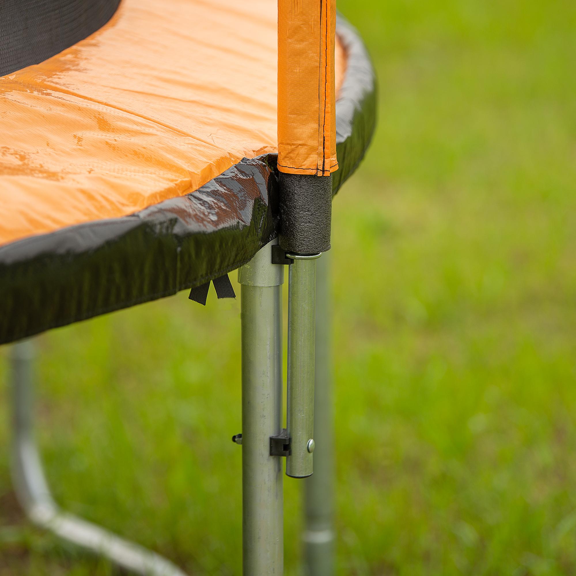 RONSHIN 12Ft Trampoline With Basketball Hoop Inflator And Ladder(Inner Safety Enclosure) Orange