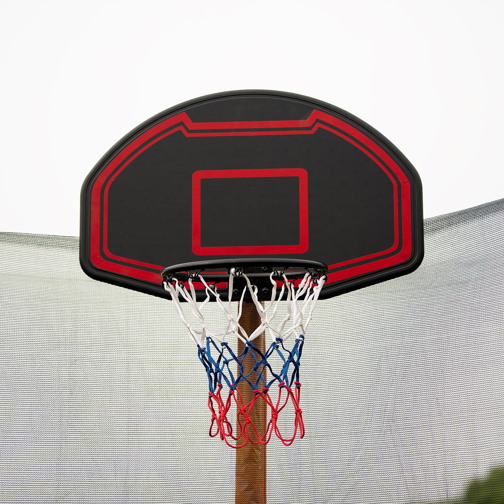 RONSHIN 12Ft Trampoline With Basketball Hoop Inflator And Ladder(Inner Safety Enclosure) Orange
