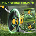 20V Electric Weed Wacker Edger Lawn Tool, Battery Powered Weed Eater 12" Cordless String Trimmer, Trimmer Lawn Lightweight Yard Tool for Garden Grass Lawn Mower Cutter with 2 2.0Ah Battery and Charger