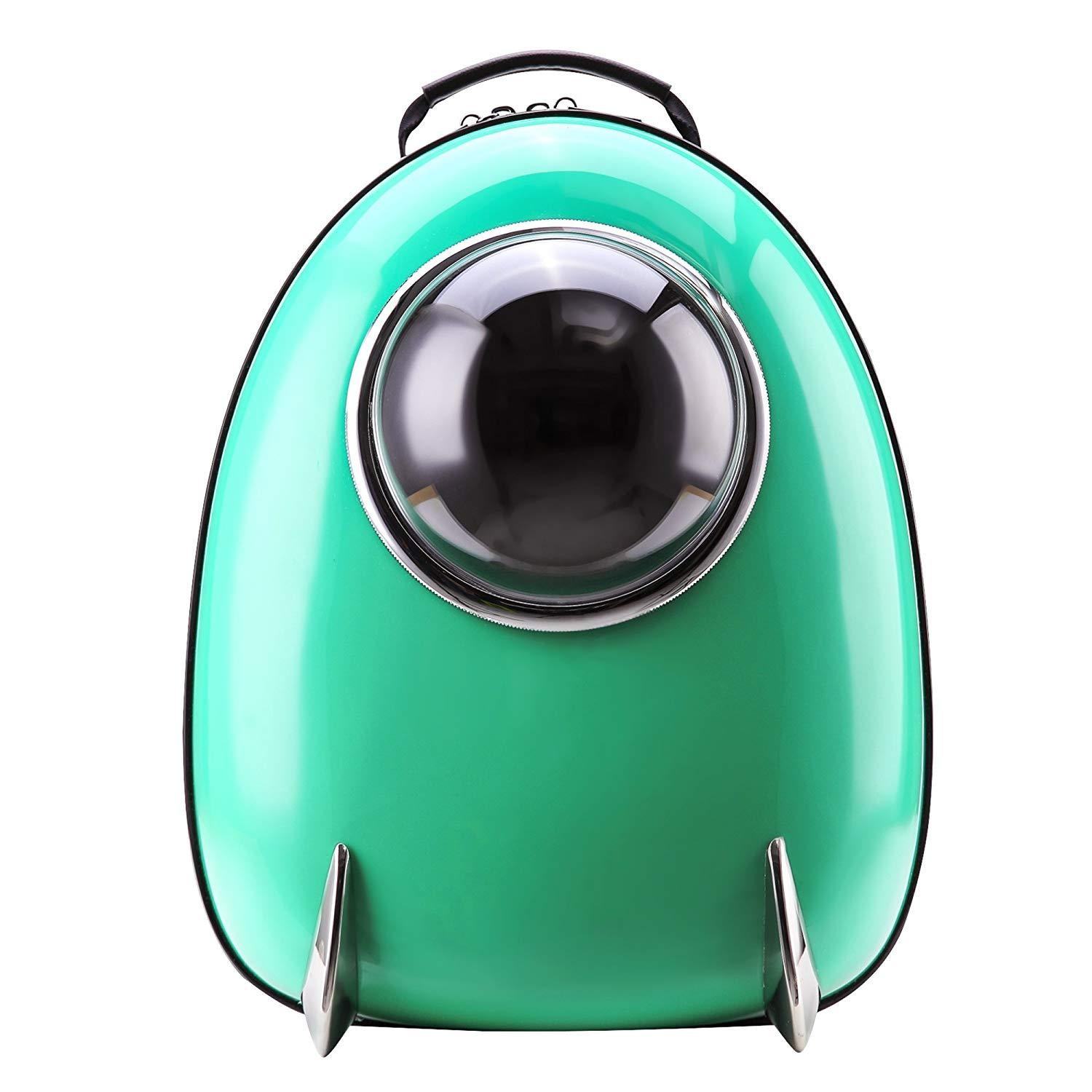 CLOVERPET C0202 Innovative Fashion Bubble Pet Travel Carrier Backpack for Cats Dogs Puppy, Green, 13.4" LX13 WX16.9 H