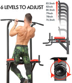 Power Tower Dip/Pull Up Station Multi-Function Workout Equipment for Home Gym Training Fitness Exercise 8 Levels Adjustable Height