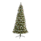 Nearly Natural 8' Frosted Pine Artificial Christmas Tree Prelit with 550 Clear LED Lights
