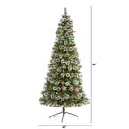 Nearly Natural 8' Frosted Pine Artificial Christmas Tree Prelit with 550 Clear LED Lights