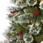 Nearly Natural 8' Frosted Pine Artificial Christmas Tree Prelit with 550 Clear LED Lights