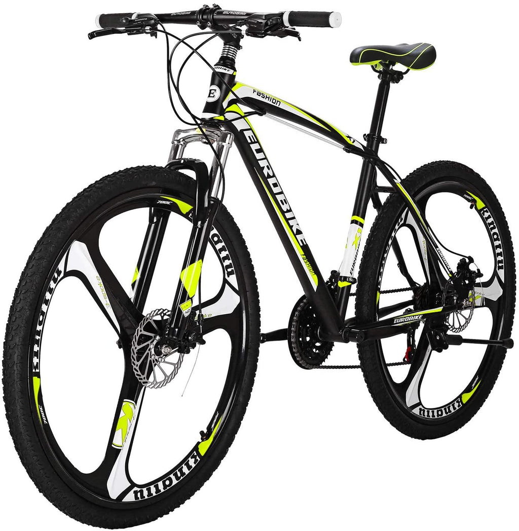 OBK X1 27.5 Wheels Mountain Bike Daul Disc Brakes 21 Speed Mens Bicycle Front Suspension MTB (Yellow Mag Wheels)