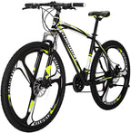 OBK X1 27.5 Wheels Mountain Bike Daul Disc Brakes 21 Speed Mens Bicycle Front Suspension MTB (Yellow Mag Wheels)