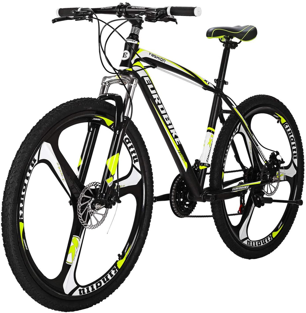 OBK X1 27.5 Wheels Mountain Bike Daul Disc Brakes 21 Speed Mens Bicycle Front Suspension MTB (Yellow Mag Wheels)
