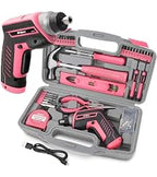Tool Kit, General Household Hand Tool Set with Toolbox StoraCase, All-in-One Compact Toolkit for DIY & Dorm Use, Pink | 38pc, everyday fixes made easier, organized portable storage, beginner-friendly selection, apartment and office tasks, t