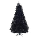 Gymax Holiday Black Hinged Pine Christmas Tree, 7.5'