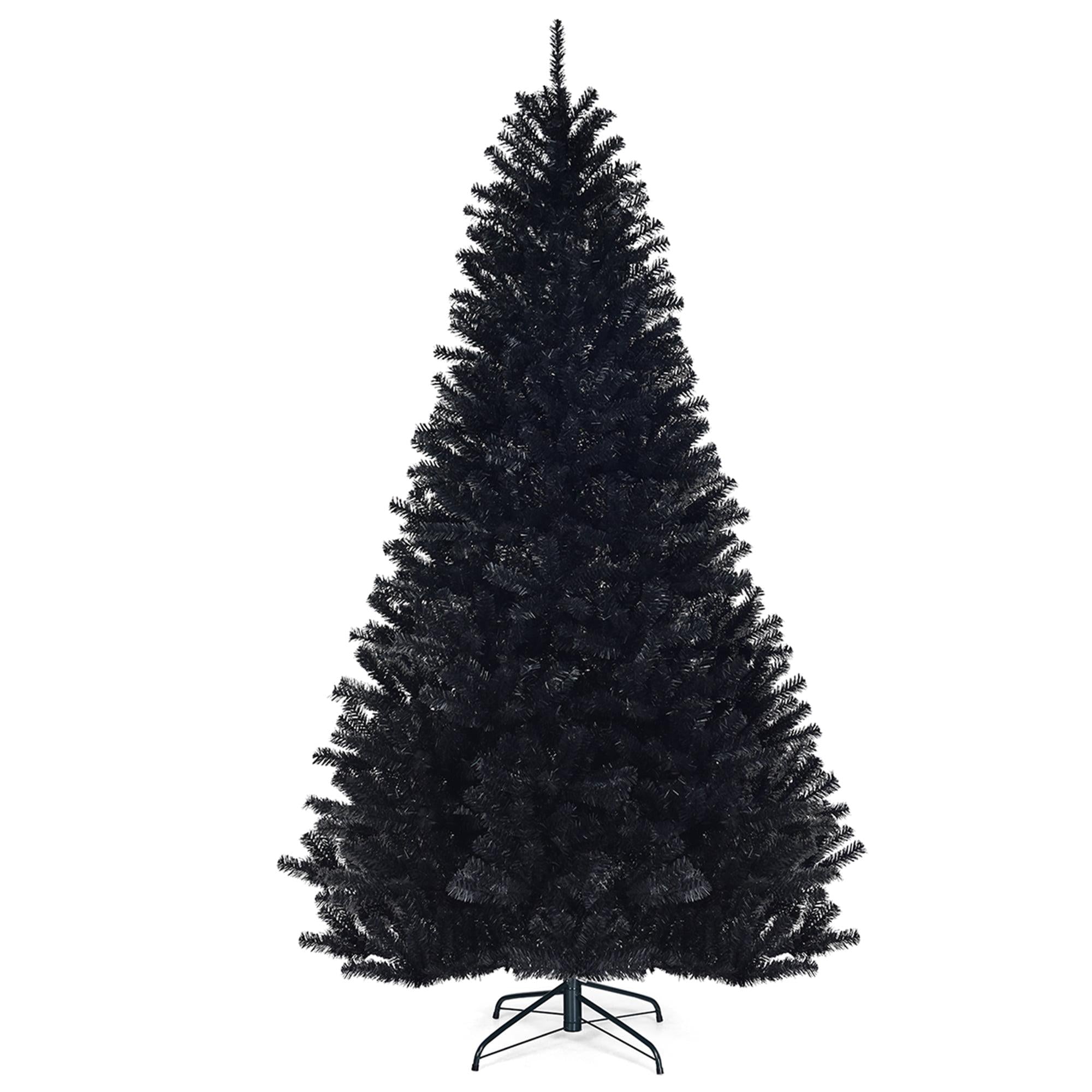 Gymax Holiday Black Hinged Pine Christmas Tree, 7.5'