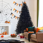 Gymax Holiday Black Hinged Pine Christmas Tree, 7.5'