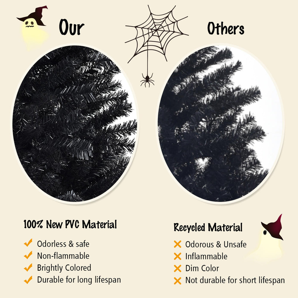 Gymax Holiday Black Hinged Pine Christmas Tree, 7.5'