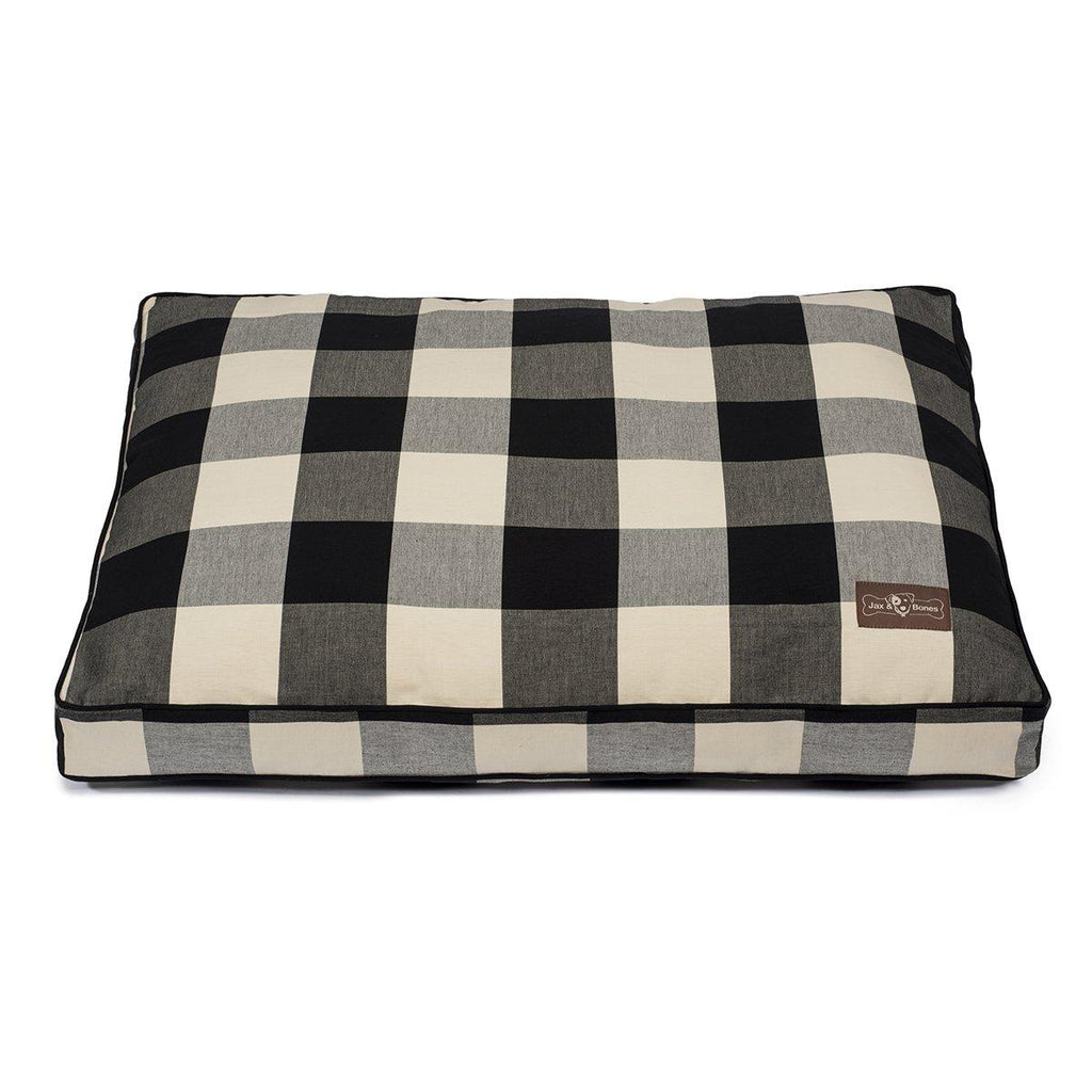 Jax and Bones Premium Cotton Blend Rectangular Pillow Bed, Large, Buffalo Check Crimson