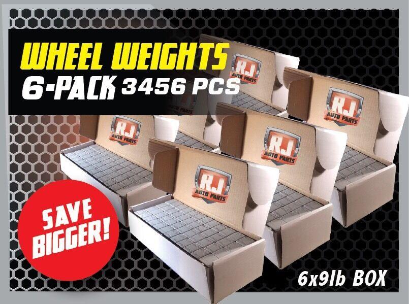 6 X 9 LB BOXES 1/4 OZ. STICK-ON ADHESIVE TAPE WHEEL WEIGHTS TOTAL 3456 PIECES