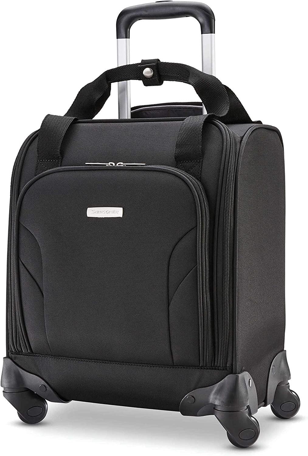 Underseat Carry-On Spinner with USB Port, Jet Black, One Size
