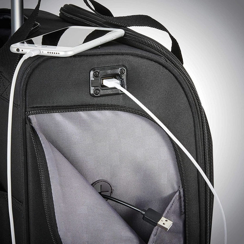 Underseat Carry-On Spinner with USB Port, Jet Black, One Size