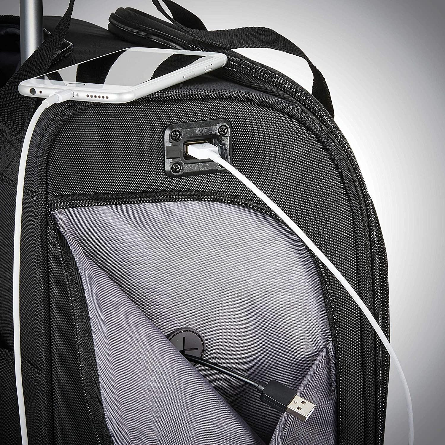 Underseat Carry-On Spinner with USB Port, Jet Black, One Size